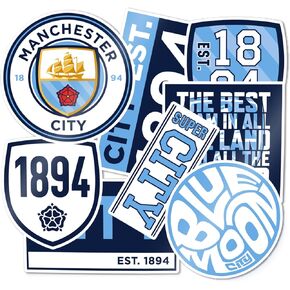 Manchester City Stickers Man City MCFC Sheet Vinyl Football Soccer Premier League Decal Laptop Water Bottle Car Scrapbook (Type 2)