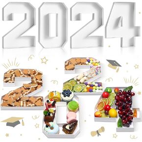 4 Pcs 2024 Charcuterie Numbers Fillable Graduation Cardboard Number Box for Charcuterie Fillable Food Tray Grad Party Favors Candy Cupcake Box for High School College Party Supplies