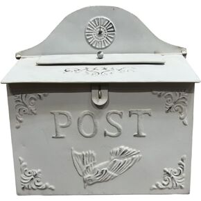 I Vintage Style Post Box I Nostalgic Charm Home Decor I Farmhouse Design I 15.9" Height x 11" Wide (All White Horizontal)