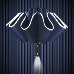 Lejorain Folding Reverse LED Umbrella - Compact Inverted Umbrella Led Reflective Windproof Automatic Travel Umbrella - 42inch Upside Down Lightweight Umbrella/ 62inch Big Golf Umbrella Heavy Duty in Kuwait