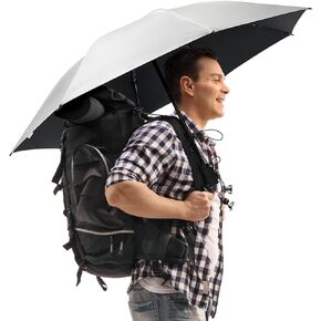G4Free Liteflex Hiking Umbrella Mini Compact Ultralight Collapsible Reflective Silver Trekking Backpacking Umbrella