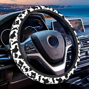 Cow Print Steering Wheel Cover for Women Cute Car Steering Wheel Cover Anti Slip and Sweat Absorption Comfortable Auto Steering Wheel Protector Car Accessories Universal Fit 15 inches
