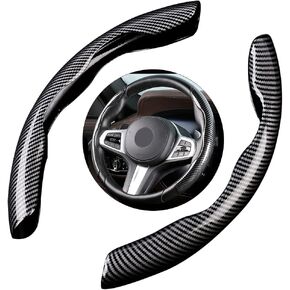 New Carbon Fiber Steering Wheel Cover for Men&Woman, Non Slip Carbon Fiber Wheel Cover, Segmented Steering Wheel Protector Universal Standard-Size 14 1/2"-15" Fit for 99% Cars-Black…