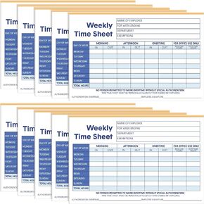 10 Pcs Time Sheets for Employees Weekly Format 8.5 x 5.5 Inch Daily Time Cards Time Sheet Log Book for Employee Office Business Schedule Planner Work Record Supplies, 100 Sheets Per Pad