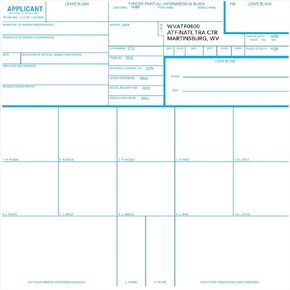 ATF FD-258 Fingerprint Cards, 50 Pack