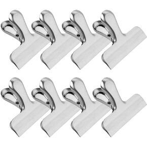 MORSLER Chip Clips & Stainless Steel Heavy-Duty Food Bag Clips 8 Packs - Large and Durable with 3 Inch Wide, Perfect for Air Tight Seal Grips on Coffee,Food & Bread Bags,Office Kitchen Home Usage