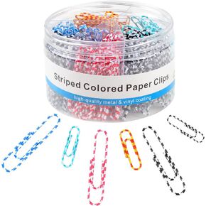 400 PCS Paper Clips, Metal Coated Paperclips, Paper Clips Assorted Sizes Medium & Large, Striped Colored Paper Clips for Teacher Supplies School Supplies Teacher Supplies(1.1", 2")