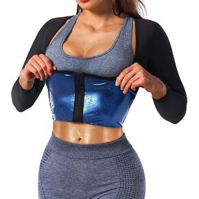Sauna Shirt for Women Weight Loss Sauna Suit for Women Waist Trainer Sweat Vest Workout Body Shaper Zipper
