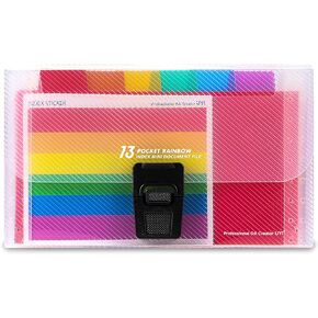 Expanding Folders Pocket Buckle Accordion File Organizer Plastic Wallet for Cards,Coupons,Receipt,Tax Item, Expandable Portable Folder