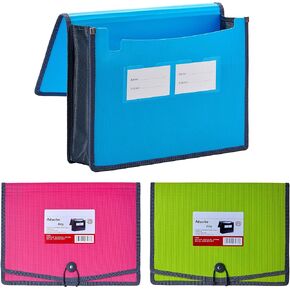 4 Pack Plastic Expanding File Wallet Document Organizer with Elastic Cord & Button Closure, Letter Size, 3.5" Expansion, Poly A4 Expandable File Folder for School Office & Home Organization