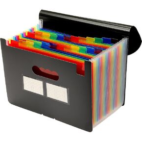 Mukawa 24 Pocket Expanding File Folder with Cover and Pen Slot, Expandable Accordian File Organizer, Acordian File Keeper Accordian Folder Organizer, Expandable Filing Box Accordion Binder for A4