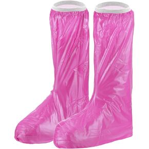 PATIKIL L Waterproof Rain Boot Shoe Cover, 1 Pair PVC Reusable Non-Slip Overshoes Rain Galoshes Snow Boots Protector with Zipper for Rainy Outdoor, Black