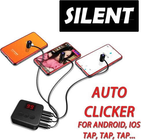 جهاز النقر التلقائي لجهاز iPhone iPad، جهاز النقر المادي التلقائي القابل للتعديل، جهاز النقر بسرعة جهاز شاشة الهاتف لنظام Android IOS، محاكاة النقر المستمر بالإصبع، مناسب للألعاب والبث المباشر ومهام المكافأة (ثانية واحدة أسرع 33 مرة) in Kuwait