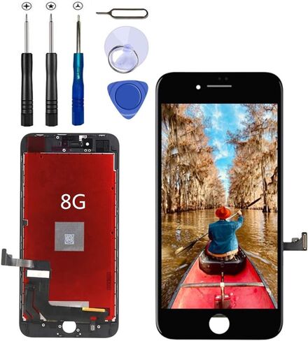 متوافق مع شاشة iPhone 8 البديلة مقاس 4.7 بوصة، شاشة LCD ثلاثية الأبعاد تعمل باللمس لـ A1863، A1905، A1906 مجموعة كاملة مع مجموعة أدوات إصلاح (أسود) in Kuwait