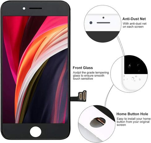 متوافق مع شاشة iPhone 8 البديلة مقاس 4.7 بوصة، شاشة LCD ثلاثية الأبعاد تعمل باللمس لـ A1863، A1905، A1906 مجموعة كاملة مع مجموعة أدوات إصلاح (أسود) in Kuwait