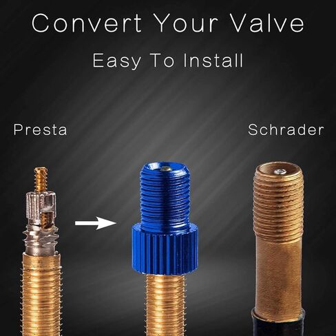 محول صمام بريستا، محول بريستا إلى شريدر - مضخة نفخ إطارات الدراجة أدوات ضاغط هواء للدراجة - نفخ الإطار باستخدام مضخة قياسية أو ضاغط هواء - فرنسي/بريطاني إلى أمريكي 6 عبوات in Kuwait