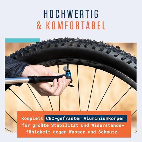 مضخة دراجة صغيرة Ted - لجميع الصمامات 120 رطل لكل بوصة مربعة / 8.3 بار أقصى ضغط I وظيفة تلسكوب فعالة I مضخة دراجة من الألومنيوم بآلة CNC I مضخة دراجة لصمام Presta وSchrader وDV in Kuwait