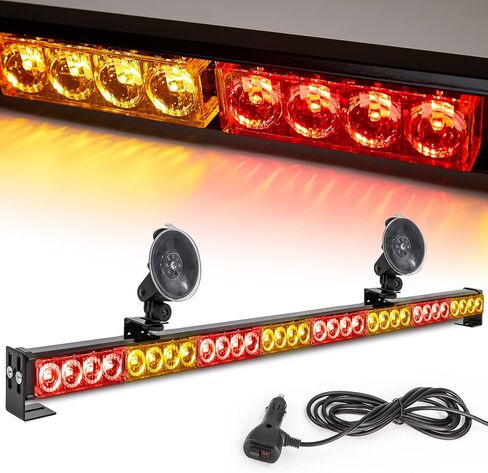 Emergency Light Bar 35.5 Inch 13 Flash Patterns 32 Led Warning Lights Traffic Advisor Bar Yellow Strobe Safety Lights with Cigar Lighter (35. 5 Inch, Amber Yellow) in Saudi Arabia