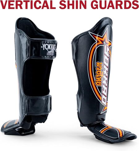 YOKKAO Muay Thai Vertical-Institution Shin Guards with Foot and Knee Protection – Lightweight Shin Guards for Kickboxing, MMA, and All Sports – Stand up Shin Guards with Straps in Saudi Arabia