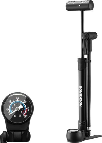 ROCKBROS Bike Pump, Bicycle Pump with PSI Gauge, Protable Bike Tire Pump with Smart Valve-Fits Presta & Schrade, Mini Bike Air Pump for Road Bike Mountain Bike, High Pressure 120 PSI/8 Bar in Saudi Arabia