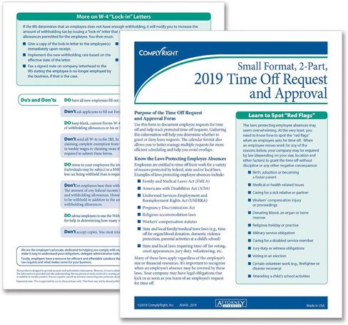 نموذج طلب الإجازة والموافقة لعام 2020، صغير (5 1/2 بوصة × 8 1/2 بوصة)، جزأين، حزمة من 50 قطعة (A00452020AMZ) in Kuwait