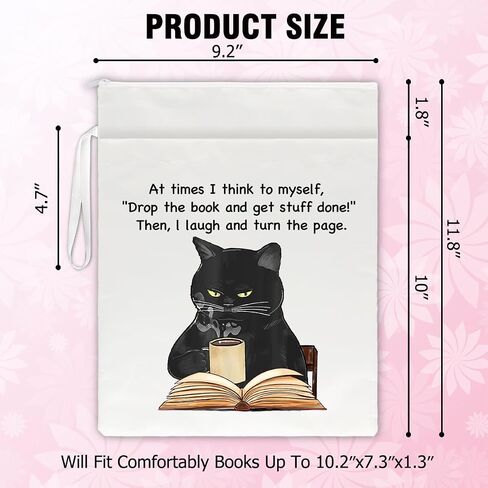 at Times I Think to Myself White Washable Fabric Book Sleeve, Funny Book Cover Protector Gift for Book Lover, Book Reader Gift for Cat Lovers, Bookish Gift for Coffee Lovers, Bookworm Gift in Saudi Arabia
