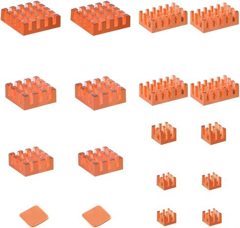GeeekPi 18PCS Pure Copper Heatsinks for Raspberry Pi 5/ Pi 4B, CPU Cooler Heatsinks with Thermal Conductive Adhensive Tape Compatible with Raspberry Pi 5/Raspberry Pi 4 Model B in Saudi Arabia
