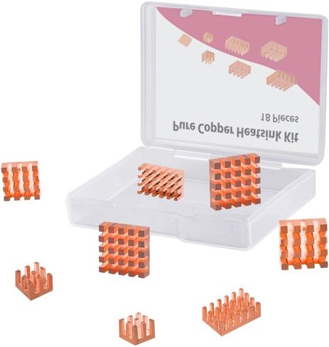 GeeekPi 18PCS Pure Copper Heatsinks for Raspberry Pi 5/ Pi 4B, CPU Cooler Heatsinks with Thermal Conductive Adhensive Tape Compatible with Raspberry Pi 5/Raspberry Pi 4 Model B in Saudi Arabia