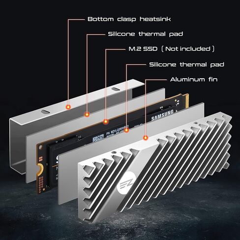 EZDIY-FAB M.2 SSD Heatsink 2280، بالوعة حرارية مزدوجة الجوانب، مشعاع SSD عالي الأداء للكمبيوتر / PS5 لـ PCIE NVME M.2 SSD أو SATA M.2 SSD- أسود in Saudi Arabia