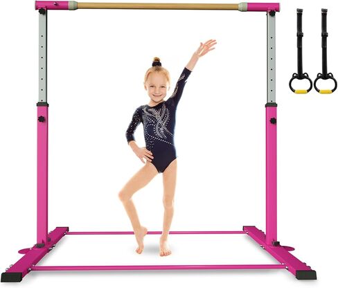 EL&IT·Wings Kip Bar,Horizontal Bar,Adjustable Height 3'-5' Gymnastics Bar，Fiberglass Rail & 304 Stainless Steel Regulating Arms，Kids and Gymnast Exercise Home Use in Kuwait