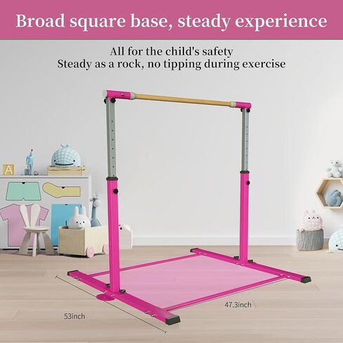 EL&IT·Wings Kip Bar,Horizontal Bar,Adjustable Height 3'-5' Gymnastics Bar，Fiberglass Rail & 304 Stainless Steel Regulating Arms，Kids and Gymnast Exercise Home Use in Kuwait