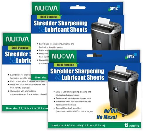 Nuova SP12 Shredder Sharpening & Lubricant Sheets, 12 Count in Saudi Arabia