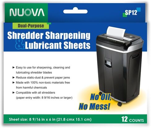 Nuova SP12 Shredder Sharpening & Lubricant Sheets, 12 Count in Saudi Arabia