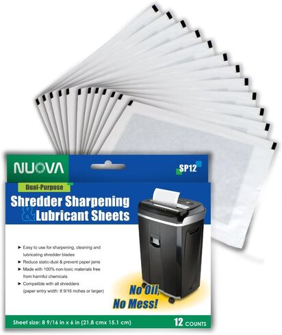 Nuova SP12 Shredder Sharpening & Lubricant Sheets, 12 Count in Saudi Arabia