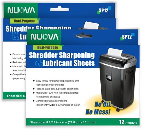 Nuova SP12 Shredder Sharpening & Lubricant Sheets, 12 Count in Saudi Arabia