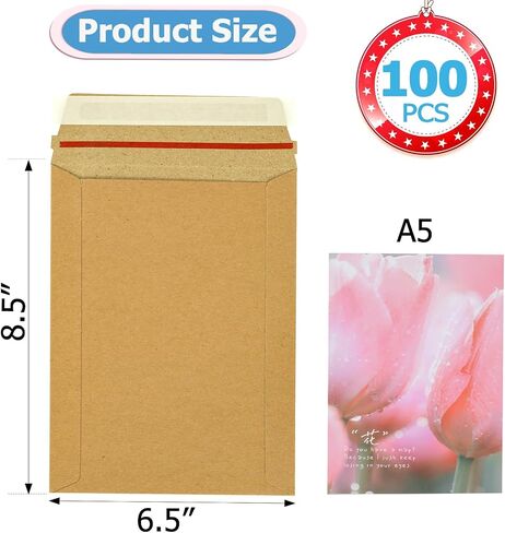 50PCS 9.5"x12.5" Photo Document Mailers Self-Seal Rigid Mailers Flat Cardboard Envelopes for Cards,CDs. in Saudi Arabia