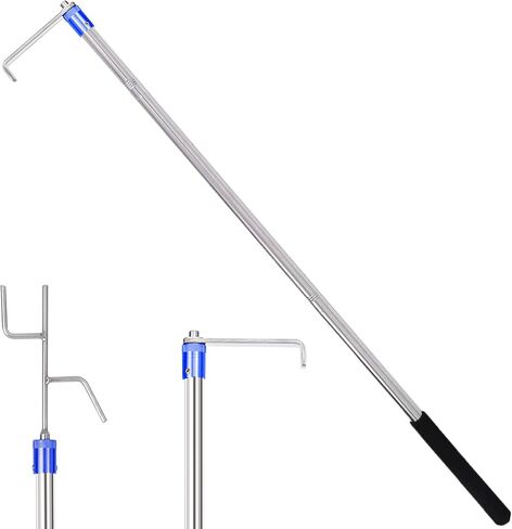 ISIVOVE 6ft Extended Butt Mount Truck Bed Hook Bar, Heavy Duty Truck Bed Grabber Bar Hook, Truck Bed Hook Bar, Truck Bed Grabber, Sponge Handle Heavy Duty Truck Bed Telescopic Tool (Two Hooks) in Saudi Arabia