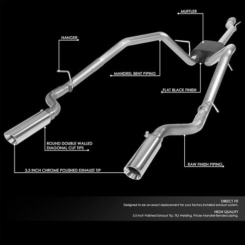 ‎DNA MOTORING CBE-UR-018 3.5 Inches Cat-Back Exhaust System Compatible with 14-18 Silverado Sierra 1500 4.3L 5.3L Extended & Crew Cab in Saudi Arabia