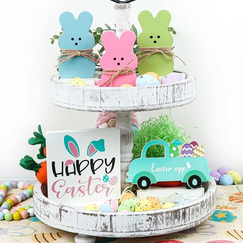 زينة عيد الفصح - 5 قطع خشبية على شكل أرنب زينة عيد الفصح للمنزل والمزرعة وديكور عيد الفصح للطاولة وديكور صينية عيد الفصح in Kuwait