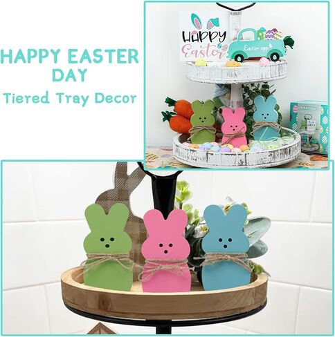 زينة عيد الفصح - 5 قطع خشبية على شكل أرنب زينة عيد الفصح للمنزل والمزرعة وديكور عيد الفصح للطاولة وديكور صينية عيد الفصح in Kuwait