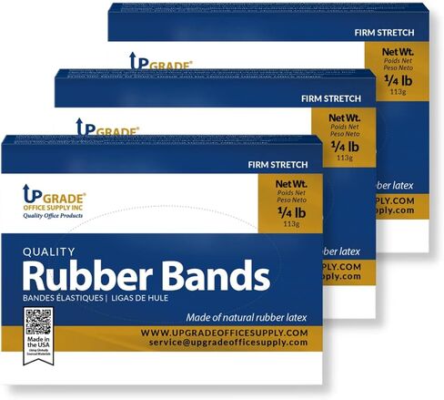 Upgrade Office Supply UPG22964 Rubber Bands, Size #64 (3-1/2 x 1/4), 80 Bands, 1/4 lb Box, USA in Kuwait
