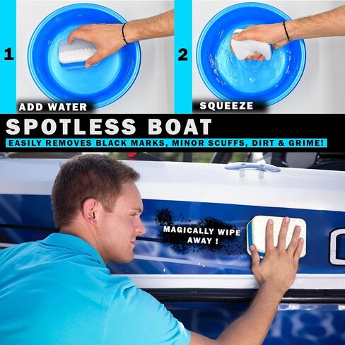 WavesRx Marine Grime & Scuff Remover Pads (Boat Erasers) | Cleaning & Polishing Sponges for Boats and Jet Skis | Remove Dirt, Deck Marks, Scratches & Black Streaks | Improved Strength & Higher Density in Saudi Arabia