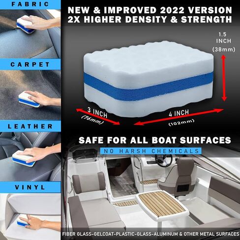 WavesRx Marine Grime & Scuff Remover Pads (Boat Erasers) | Cleaning & Polishing Sponges for Boats and Jet Skis | Remove Dirt, Deck Marks, Scratches & Black Streaks | Improved Strength & Higher Density in Saudi Arabia