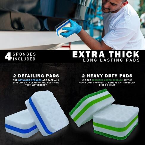 WavesRx Marine Grime & Scuff Remover Pads (Boat Erasers) | Cleaning & Polishing Sponges for Boats and Jet Skis | Remove Dirt, Deck Marks, Scratches & Black Streaks | Improved Strength & Higher Density in Saudi Arabia