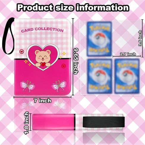 Dmoicols Card Binder 4-Pocket, 520 Pockets Card Holder with 65 Removable Sleeves, Trading Cards Collector Zipper Album Holder, Green in Saudi Arabia