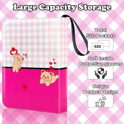 Dmoicols Card Binder 4-Pocket, 520 Pockets Card Holder with 65 Removable Sleeves, Trading Cards Collector Zipper Album Holder, Green in Saudi Arabia