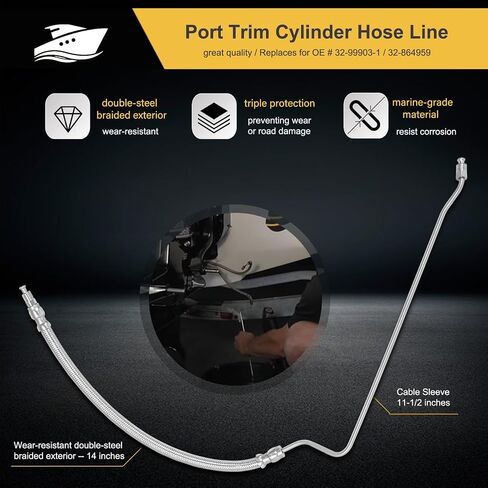 For Mercruiser Alpha One Gen Two Bravo Trim Ram hydraulic Cylinder Hose Kit 32-864960 32-864959 Braided Stainless Steel Hoses 16-3/16" for 9B-106 and 9B-116 Trim Cylinders in Saudi Arabia