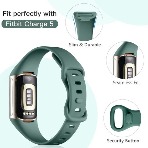 GEAK 4 Pack Slim Band Compatible with Fitbit Charge 5/Charge 6 Bands for Women Men, Soft Silicone Sport Replacement Wristbands for Fitbit Charge 5/Charge 6 Fitness Tracker, Black/White/Gray/Pink in Saudi Arabia