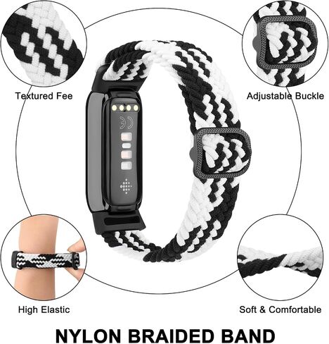 Amzpas Elastic Bands Compatible with Fitbit Luxe band for Women Men, Adjustable Stretchy Nylon Loop Band Sport Replacement Strap Wristband in Saudi Arabia