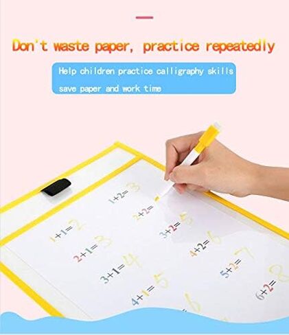 6 جيوب للمسح الجاف - أكمام للمسح الجاف كبيرة الحجم 10 × 13 بوصة - مستلزمات المعلم - للفصل الدراسي - قابلة لإعادة الاستخدام - جيوب للمسح الجاف - أكمام بألوان متنوعة 1 in Kuwait